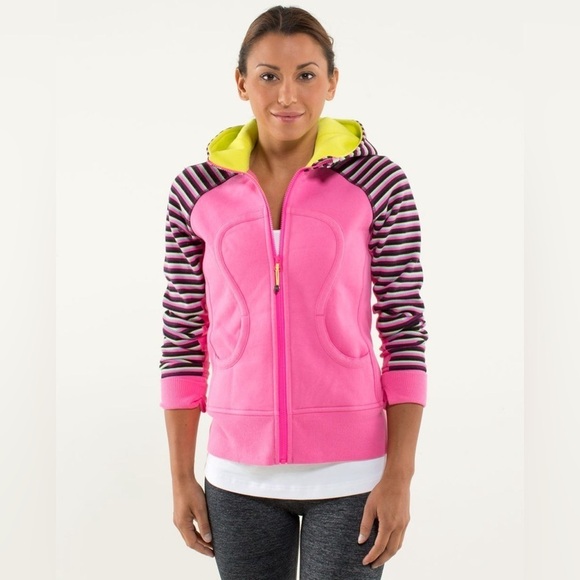 Lululemon Scuba Hoodie Pink Stripe Size 4 - Picture 1 of 7